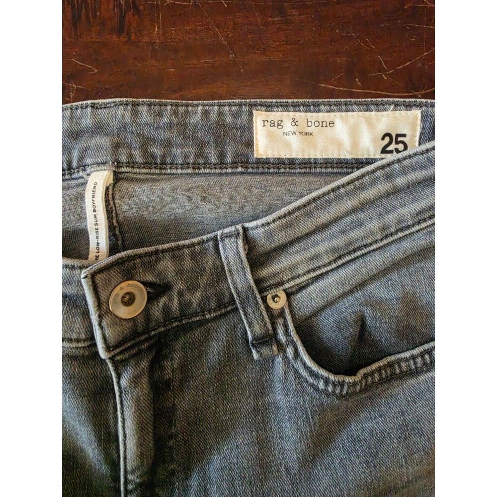 Rag & Bone Dre low-rise slim boyfriend jeans in gray with a size 25 waist